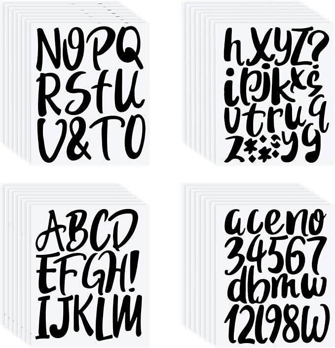 Outus 576 Pieces 8 Sheets Letters Stickers Self Adhesive Vinyl Letter Alphabet Number Stickers Mailbox Numbers Sticker, Decals for Classroom Decor, Sign, Door(Black,4 Inch)