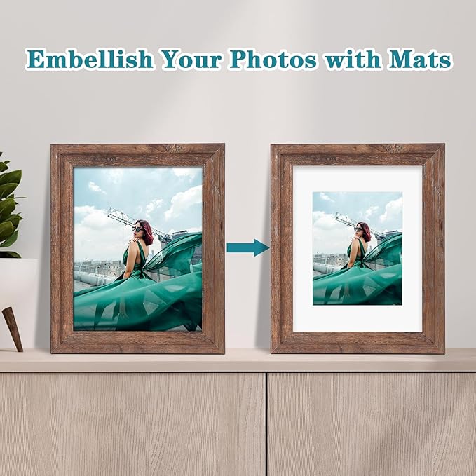 ZBEIVAN 11x14 White Picture Mats with Core Bevel Cut Frame Mattes for 8x10 Pictures - Pack of 5