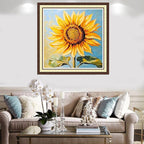 Findvoor Counted Cross Stitch Kits for Adults Full Range of Cross Stitching Embroidery Unprinted Pattern for Beginners, 11CT Needlepoint Kit Patterns Embroidery Kits-Magical Sunflower 18x18 inch