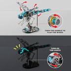 Mechanical Dragonfly Building Blocks for Adults, Insect Animal World Model with LED Light & Display Stand, Educational STEM Toys for Adult Home or Office Décor (866PCS)