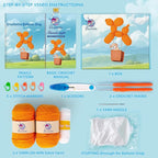 Crochetta Crochet Kit for Beginners, Crochet Kit w Step-by-Step Video Tutorials, Crochet Starter Kit Learn to Crochet Kits for Adults Kids Beginners, Vibrant Orange Balloon Dog (40%+ Yarn Content)