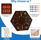 Wahoo Marble Board Game Thicken Wood 4 and 6 Players Fast Track Board Game 2 Sided Painted Perfect Game for Family Friends Party (Rustic Brown)