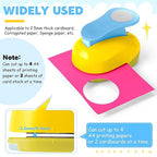 CHENGU 16 Pcs Craft Holes Punch Paper Punchers Scrapbook Punches with Craft Sticker Paper, Round, Star, Square, Heart, Flower, Wave Circle Shape(2 Inch,Multiple Styles)