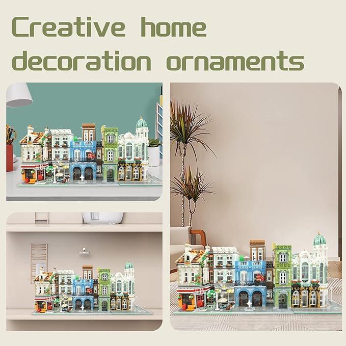 ZenithFlow Street View Building Blocks Kit, Gem Store Mini Blocks Construction Toys European Architecture Model House Store Building Set, Idea Gifts Home Decoration Collection for Adults 3115 PCS