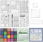 29 Pcs Journal Stamps for Crafting Card Making Supplies Set Include 3 Acrylic Clear Stamp Blocks, 6 Clear Silicone Stamps Seals, 20 Craft Ink Pads Calendar Planner Stamp for DIY