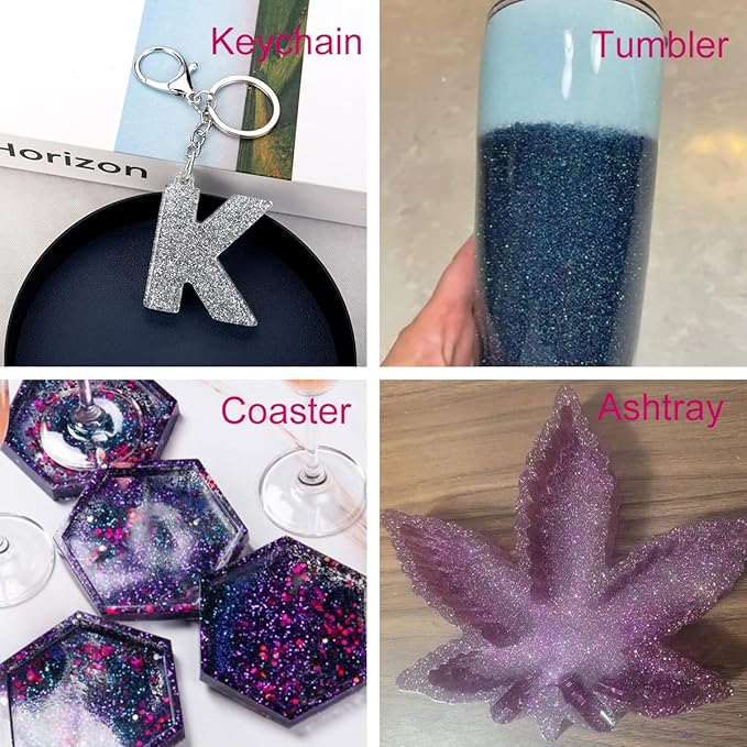 Holographic Fine Glitter for Epoxy Resin DIY Craft,ANGXILIN High Capacity 260g Shaker Bottle Fine Glitter for Nail Art Face Body Make Up,Tumblers Earrings Jewelry Making Fine Glitter (Laser Black)