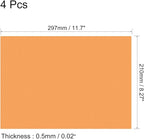 uxcell 4Pcs A4 Gel Light Lighting Filter Overlay Transparent Color Correction Plastic Vinyl PVC Sheets Photography Television Matte Orange,0.5mm