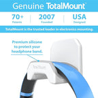 TotalMount Gaming Headset Hanger – Includes Removable Adhesive Strips for Easy, Damage-Free Wall, Desk, or PC Mounting (White Headphone Hook with Premium Silicone Cradle – One Pack)