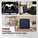PEXMOR 35" Foldable Mahjong Table, 4 Player Card Game Table w/Cup Holders & Chip Grooves, Portable Folding Poker Domino Board Game Table for Blackjack, Texas Hold'em, Jigsaw Puzzles Game (Blue, 35")