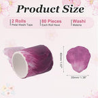 uxcell 2 Rolls Petal Washi Tape, 80 Pieces Floral Decorative Tape Colored Masking Tapes Crafting Supplies for DIY Crafts, Gift Wrapping, Scrapbook, Party Decorations, Large Purple
