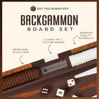 Get The Games Out Backgammon Set, Classic Board Game Case, 2 Players, Includes Strategy & Tip Guide, Perfect for Parties and Family Game Nights - Extra Large, Brown