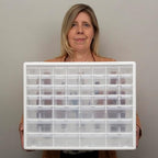 Akro-Mils 44-Drawer Plastic Drawer Storage Cabinet for Garage Organization, Bead Organizer, Building Bricks Storage, Teacher Toolbox, Makeup Organizer, 20" W x 6" D x 16" H, 10144 White