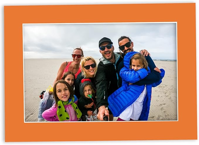 11x14 Mat for 8.5x11 Photo - Precut Orange Picture Matboard for Frames 11 x 14 Inches - Bevel Cut Matte to Display Art 8.5 x 11 Inches - Acid Free Pack of 100 MATS with Backing Boards & Clear Bags