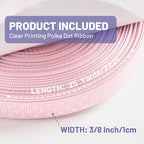 Polka Dot Grosgrain Ribbon 3/8 Inch, 25 Yards Spool Pink and White Dot Craft Ribbon for Christmas Gift Wrapping DIY Crafts Hair Bows Wedding Party Decor Sewing and Home Decoration