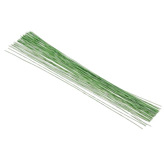 PATIKIL 26 Gauge 16" Floral Stem Wire, 100 Pcs Paper Wrapped Iron Artificial Flower Stem Accessories for DIY Bouquet Stem and Craft Decoration, Light Green