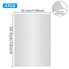 4PCS 8”x12”x1/32” 304 Stainless Steel Sheets Plate, 304 Metal Stainless Steel Sheet Strip Plate (Brushed Finish) for Industry Machinery, DIY Engineer, Decoration