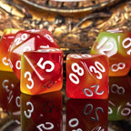 7-Die DND Dice Set Polyhedral Dice Set with a Leather Dice Bag, D&D Dice Set for Dungeons and Dragons, RPG Table Games (T/Red Yellow)