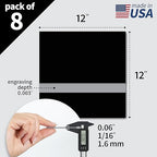 Trotec TroLase | 12"x12"x1/16", 8 Pcs | Black/Silver| 2 Ply | Modified Acrylic | Laser Engraving Double Color Plastic Sheet | Engraving Blanks for Laser, Saw, Guillotine | Made in USA