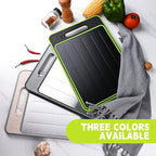 Cutting Board Double Sided,2 Pcs Vegetable Board With Sharpening Stone,Large Size+Small Size,Food Grade Stainless steel and Wheat straw PP Material,Eco-Friendly (Gray)