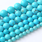 12MM Natural Turquoise Gemstone Beads Blue Stone Round Loose Beads for Jewelry Making Bracelet 32pcs 1 Strands 15"