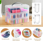 Douorgan 3-Tier Diamond Painting Storage Containers Diamonds Organizers and Storage Stackable Diamond Painting Tools Box Portable Diamond Beads Storage Box, 80+40 Slots with Tool Set