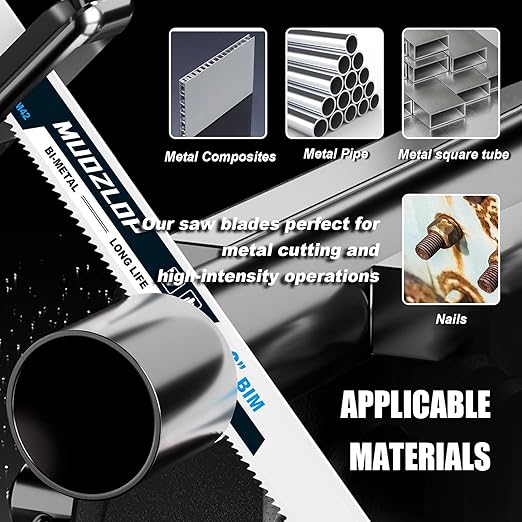 5 Pack 6 inch Reciprocating Saw Blades Set,14/18TPI High Carbon Saw Blades, Metal Saw Blades with Organizer Case (5, 14/18TPI/150mm)