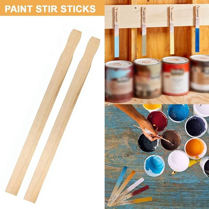 Paint Stir Sticks-Rewiss Bulk 100 PCS 14in Length Bamboo Craft Sticks Natural Color Paint Stir Sticks