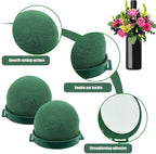 12 Pack Floral Foam Holder Mini Round Hemisphere Floral Foam Blocks with Wire and Tape for Table Wedding Party Wine Flower Bottle Decor