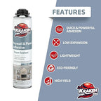 KRAKEN BOND Drywall & Panel Adhesive Foam - (12x24oz) Heavy-Duty, Fast-Curing Construction Adhesive for Concrete, Wood, and Heat Insulation Applications - Gun&Gun Cleaner Set