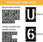 4 in Alphabet Number Stencils for Painting, 42 Pcs Reusable Letter Stencils for DIY Project Art Craft Spray Painting Templates Interlocking Stencil Kits for Wood Signs, Wall Art