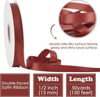HUIHUANG Rust Satin Ribbon 1/2 inch X 50 Yards Continuous Rust Red Double-Faced Satin Ribbon for Gift Wrapping, Bows, DIY Crafts, Flower Bouquet, Wedding Bridal Shower Decor, Flower Crowns