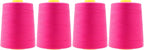 Mandala Crafts 4 Pack of Serger Threads Cones Spools - 20S/2 24000 Yards Polyester Hot Pink Threads for Sergers Machine and Overlock Quilting Sewing Machine