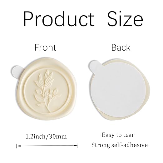 PONATIA Wax Seal Stickers - 50 Pcs Eucalyptus Self- Adhesive Wedding Invitation Seal Stickers, Perfect for Invitation Cards, Envelopes, Christmas, Gift Wrapping, Party (Champagne)