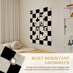Kids Room Decor,Black and White Classroom Checkered Decor,Be Kind Inspirational Office Decor,Linen Canvas Wall Hanging Flag for Nursery Playroom Classroom 18x25 Inch