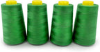 Tortoise 4 Cones of 3000 Yards Each Spool Thread for All Purpose, Serger, Overlock, Quilting, Sewing Machine - 100% Polyester - 40S/2 Green