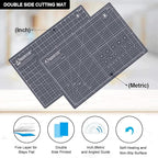 Headley Tools 18"x12" Thickened Self Healing Cutting Mat, A3 Rotary Cutting Sewing Mat for Crafts, Double Sided 5-Ply Table Cutting Board for Fabric Quilting Leather Arts Hobby Project, Grey