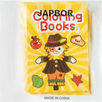 JAPBOR Fall Scarecrow Coloring Books - 24PCS Mini Autumn Scarecrows Color Book Bulk for Kids Party Favors, Thanksgiving Rustic Small Colouring Pages for Birthday Gifts Class Drawing Painting Game