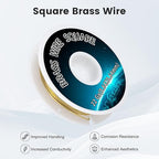 22 Gauge Square Brass Wire 0.64x0.64mm (30FT) - Ultra-Fine Craft Wire for Detailed Metalwork, Embroidery, Miniatures