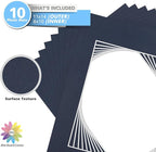 Mat Board Center, Pack of 10, 11x14 for 8x10 Dignity Blue Color Mats - Bevel Cut, Acid Free, 4-ply Thickness, White Core - for Pictures, Photos, Framing