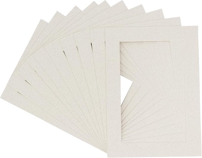 Pack of 25 Acid Free 8.5x11 Mats Bevel Cut for 7x9 Photos - Oyster Shell White Precut Matboards For Pictures, Photos, Framing - 4-ply Thickness