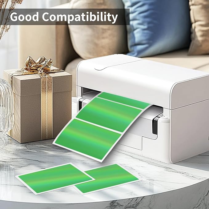 2" x 3" Holographic Thermal Label Stickers Green,Printable Rainbow Glitter Thermal Printer Sticker Labels for Gift Wrapping, Self-Adhesive Name Price Tag DIY Custom Logo Design (280 pcs)
