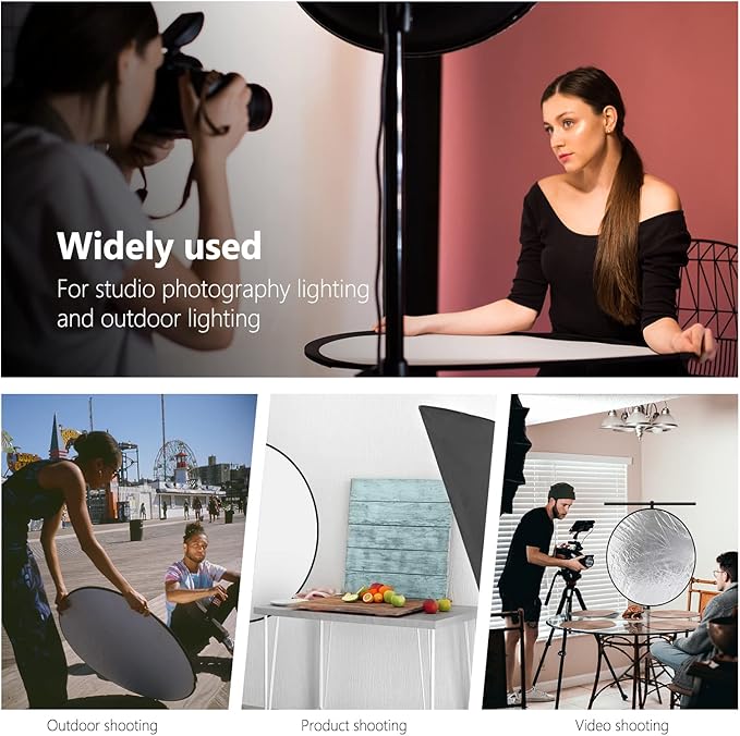 NEEWER 32-Inch 80CM Portable 5 in 1 Translucent, Silver, Gold, White, and Black Collapsible Round Multi Disc Light Reflector for Studio or any Photography Situation
