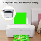Neon Green Sticker Paper Labels for Laser & Inkjet Printer, Fluorescent Green Printable Sticker Paper- Matte, Letter Size 8.5" x 11"