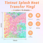 Tintnut Spring Color Splash Heat Transfer Vinyl - 6 Sheets 10"x12"Watercolor HTV Patterned HTV Iron On Vinyl for T-Shirts Hats Clothes,for Cricut & Silhouette Cameo