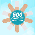 Darice Self-Adhesive Popsicle Sticks for Crafts – 500 Jumbo Wooden Sticks with Adhesive Tips, 6” x 1”, Mess-Free Arts and Crafts for Classroom, STEM, Home (Ages 3+)
