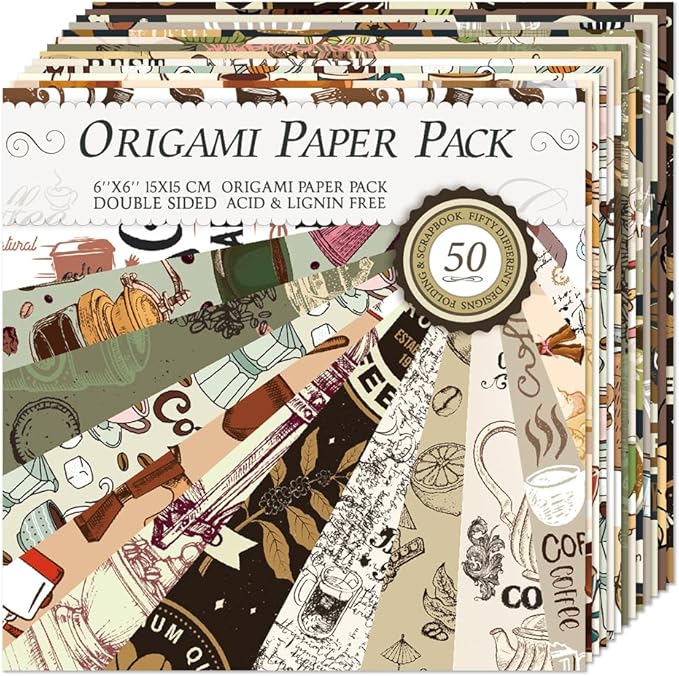 Origami Paper Kit Dobule Sided 100 Sheets 100 Colors 6 Inch Japanese Chiyo Square Easy Fold Arts Crafts DIY Handwork Origami Papers Beginner Coffee Newspapers