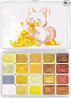 Mini Glitter Watercolor Paint Set, 20 Colors Shimmer Metallic Watercolour Painting Sets, Solid Pearl Water Color Paints for Kids, Adult, 1ml Trial Pack (Gold 20)