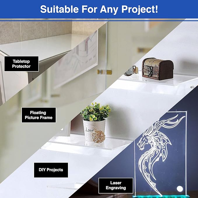 Duco USA-Made Clear Cast Acrylic Sheet 1/8 Inch Thick 24" x 36" - 2 Pack of Transparent Plexiglass Sheet - Lightweight Acrylic Board for Window Replacements, Displays, Signs, and More