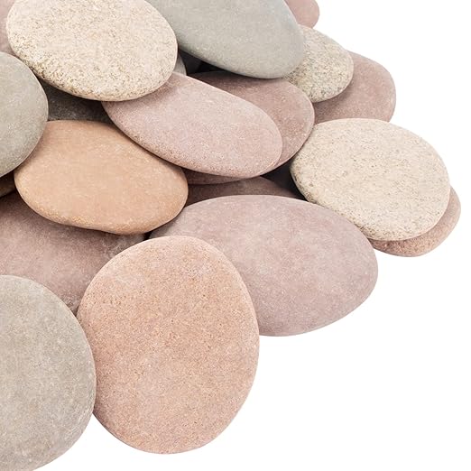 [About 30 PCS - 35 PCS](18 Pounds) Painting Rocks,3"-4.8" River Rocks,Flat Rocks,Painting Stones,Naturally Stones,Arts Rocks,Craft Rocks,DIY Rocks