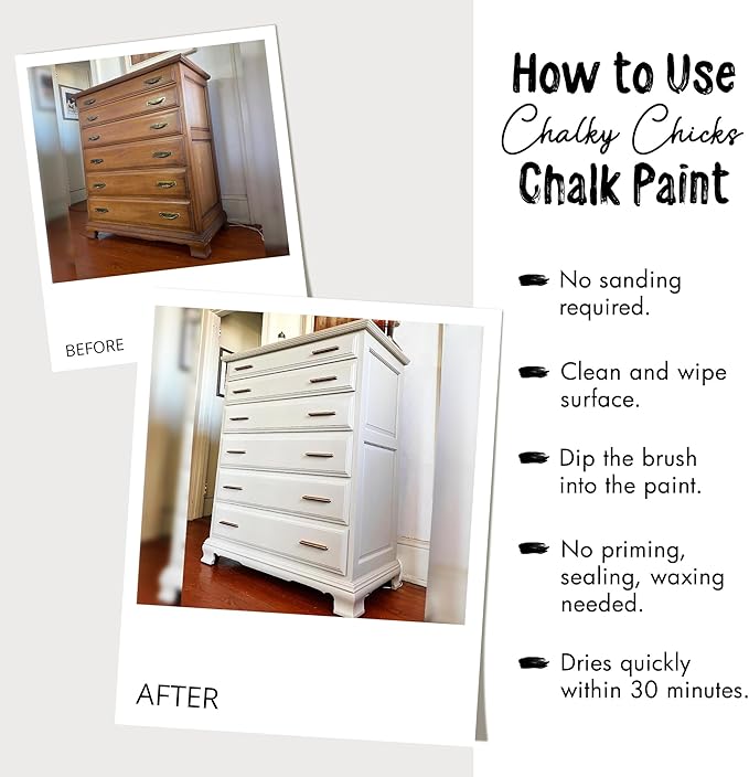 Chalky Chicks All-in-One Chalk Paint for Furniture or Cabinet - 16Fl Oz- Matte Finish Nailed It (Blueish Gray) for Metal, Wood Furniture Paint - No Sanding All-in-One for Home Decor & Crafts, USA Made